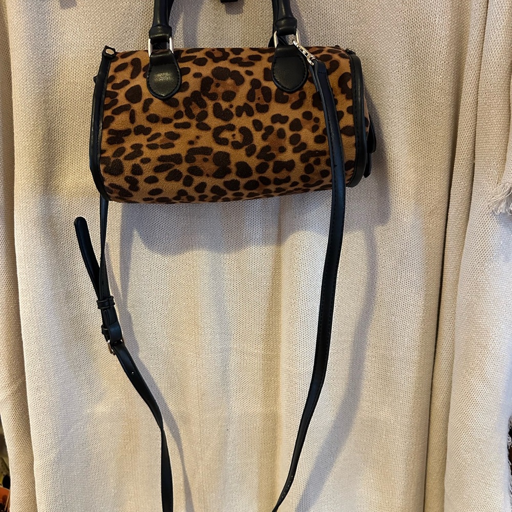 Leopard Mini Barrel style crossbody bag